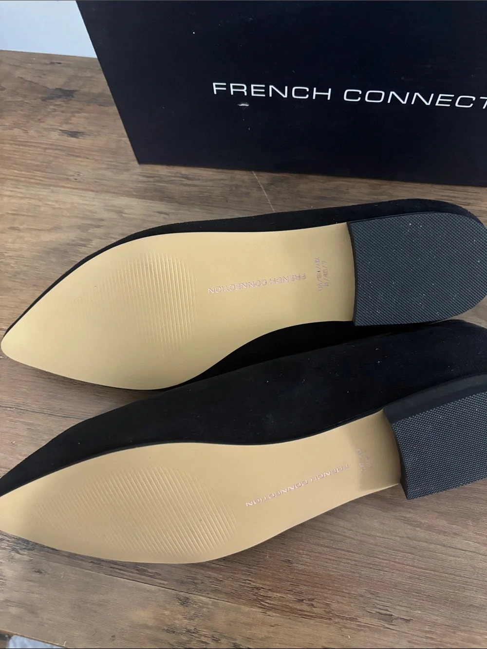 French Connection Black Suede Pointed-Toe Flats - Picture 3 of 5
